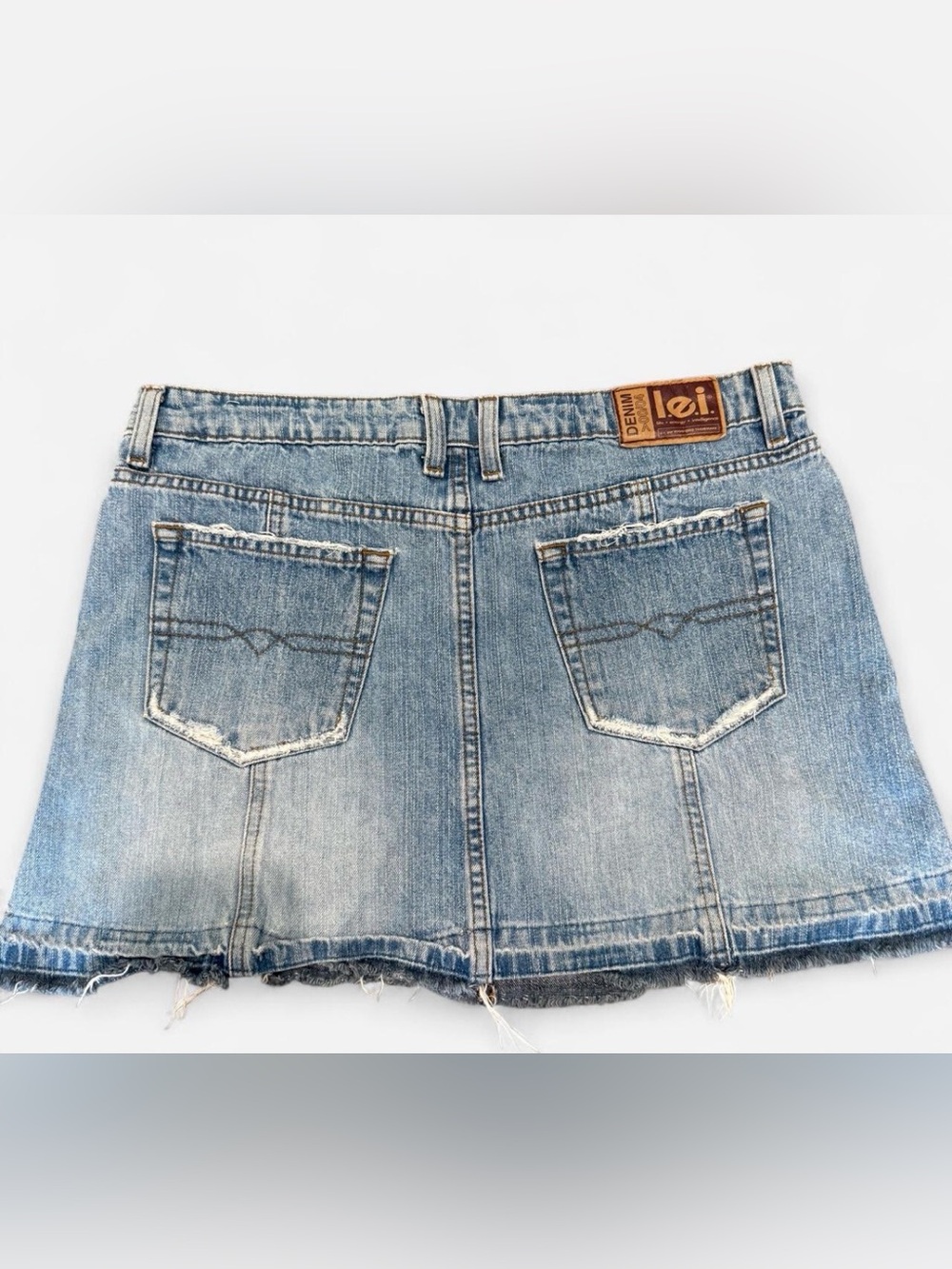 VTG Y2K LEI Mini Denim Skirt Juniors Size 9 Micro Mini Cowgirl Summer